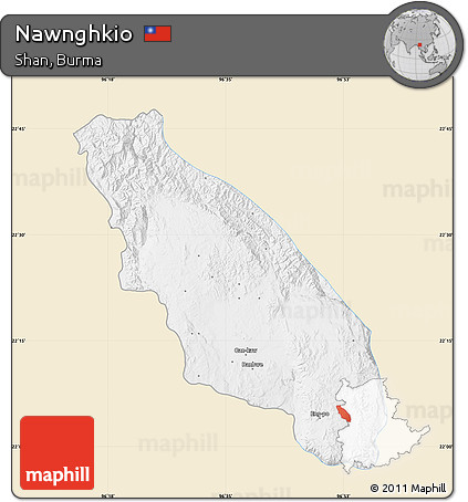 Classic Style Map of Nawnghkio, single color outside