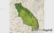 Satellite Map of Nawnghkio, shaded relief outside