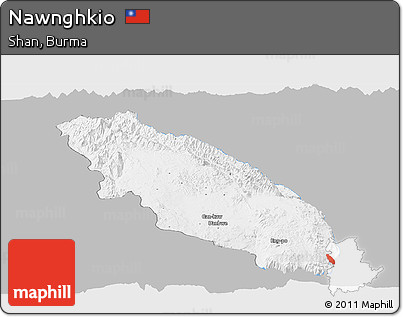 Gray Panoramic Map of Nawnghkio, single color outside