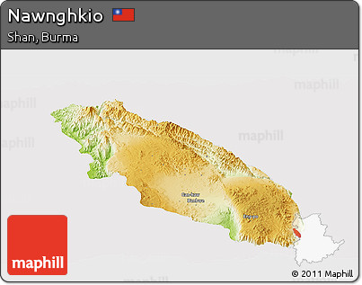 Physical Panoramic Map of Nawnghkio, cropped outside