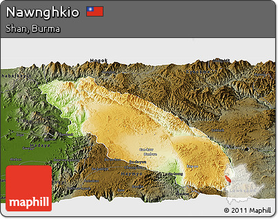 Physical Panoramic Map of Nawnghkio, darken