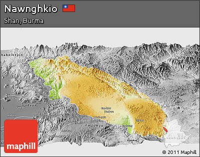 Physical Panoramic Map of Nawnghkio, desaturated