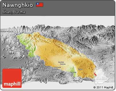 Physical Panoramic Map of Nawnghkio, desaturated