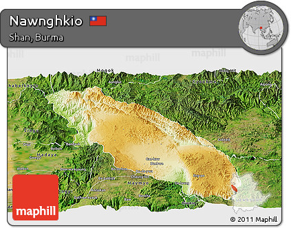 Physical Panoramic Map of Nawnghkio, satellite outside