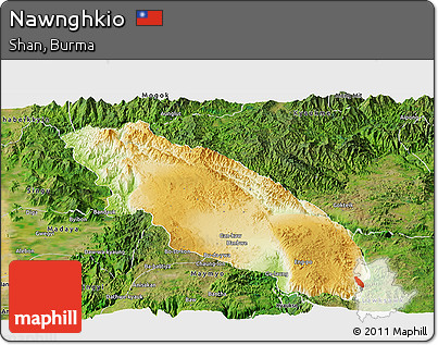Physical Panoramic Map of Nawnghkio, satellite outside