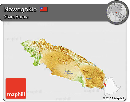 Physical Panoramic Map of Nawnghkio, single color outside