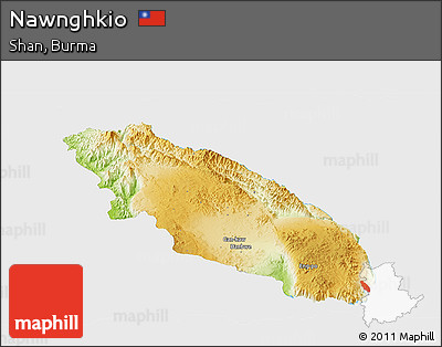 Physical Panoramic Map of Nawnghkio, single color outside
