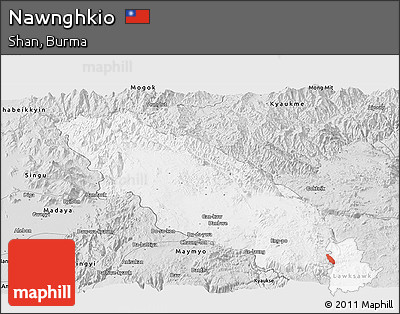 Silver Style Panoramic Map of Nawnghkio