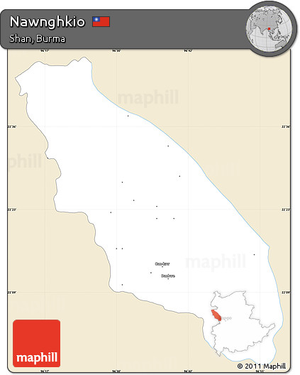Classic Style Simple Map of Nawnghkio, single color outside
