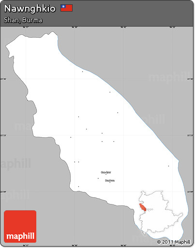 Gray Simple Map of Nawnghkio, single color outside
