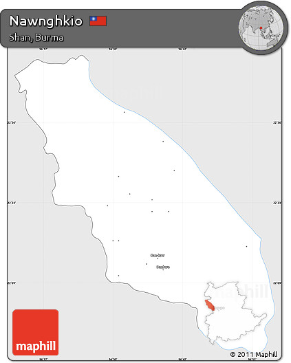 Silver Style Simple Map of Nawnghkio, single color outside