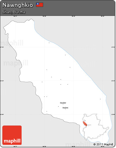 Silver Style Simple Map of Nawnghkio, single color outside