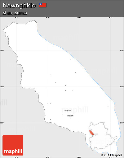 Silver Style Simple Map of Nawnghkio, single color outside