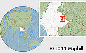 Savanna Style Location Map of Pang-Yang, highlighted country, hill shading