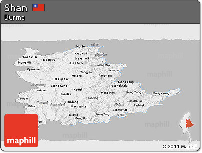 Gray Panoramic Map of Shan, single color outside