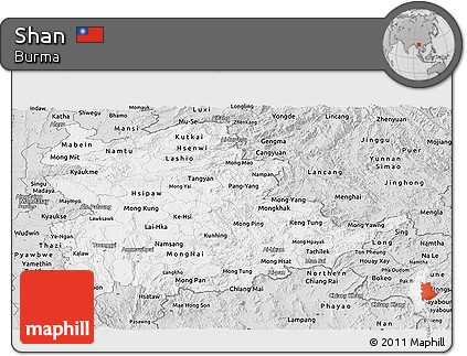 Silver Style Panoramic Map of Shan