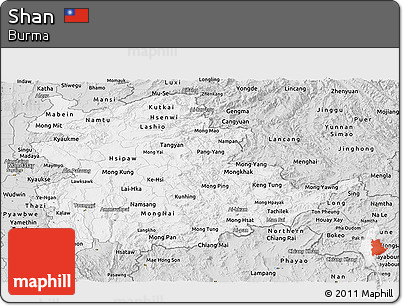 Silver Style Panoramic Map of Shan