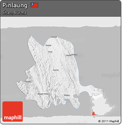 Gray 3D Map of Pinlaung, single color outside
