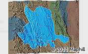 Political 3D Map of Pinlaung, darken, semi-desaturated