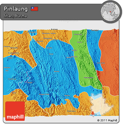 Political 3D Map of Pinlaung