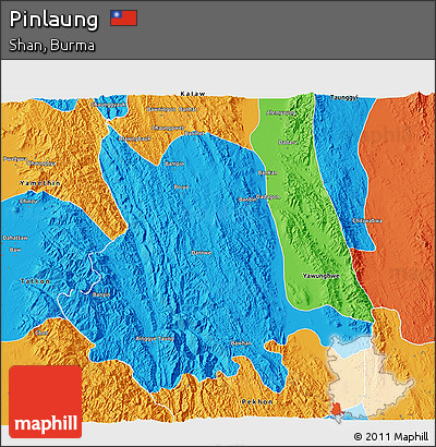 Political 3D Map of Pinlaung