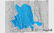 Political 3D Map of Pinlaung, lighten, desaturated