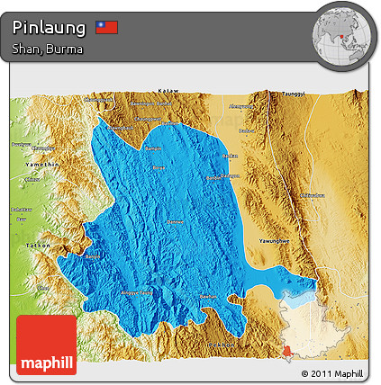 Political 3D Map of Pinlaung, physical outside