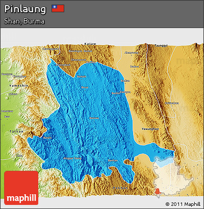 Political 3D Map of Pinlaung, physical outside
