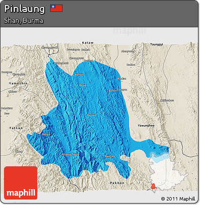 Political 3D Map of Pinlaung, shaded relief outside