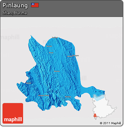Political 3D Map of Pinlaung, single color outside