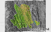 Satellite 3D Map of Pinlaung, desaturated