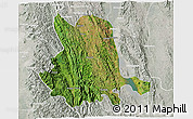 Satellite 3D Map of Pinlaung, lighten, semi-desaturated