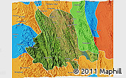 Satellite 3D Map of Pinlaung, political outside