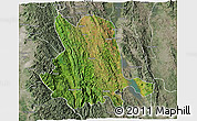 Satellite 3D Map of Pinlaung, semi-desaturated