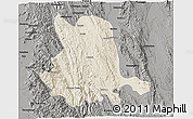 Shaded Relief 3D Map of Pinlaung, darken, semi-desaturated