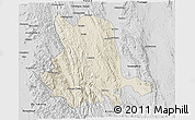 Shaded Relief 3D Map of Pinlaung, desaturated