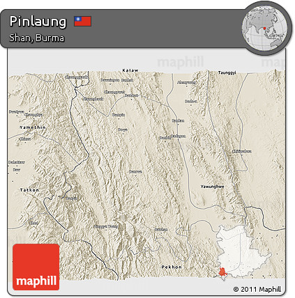 Shaded Relief 3D Map of Pinlaung