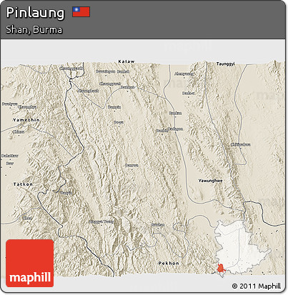 Shaded Relief 3D Map of Pinlaung
