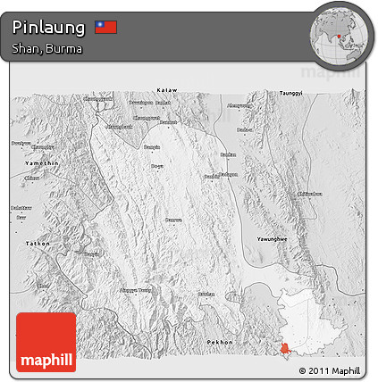 Silver Style 3D Map of Pinlaung