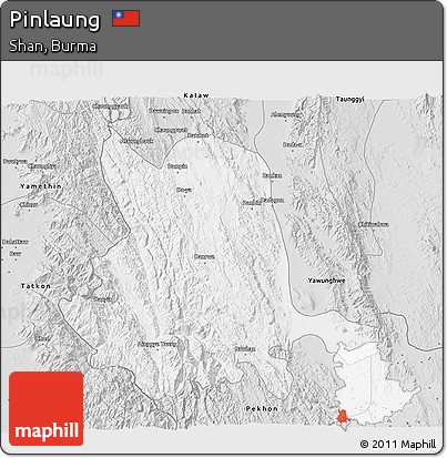 Silver Style 3D Map of Pinlaung