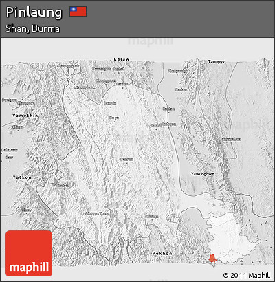 Silver Style 3D Map of Pinlaung