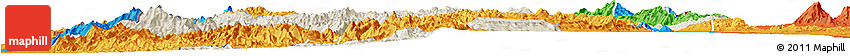 Shaded Relief Horizon Map of Pinlaung, political outside