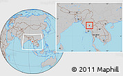 Gray Location Map of Pinlaung, within the entire country