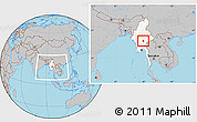 Gray Location Map of Pinlaung, highlighted country, within the entire country