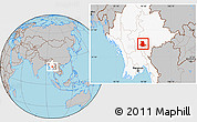 Gray Location Map of Pinlaung, highlighted country