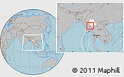 Gray Location Map of Pinlaung, highlighted parent region, within the entire country, hill shading