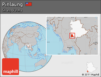 Gray Location Map of Pinlaung, highlighted parent region
