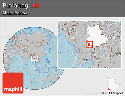Gray Location Map of Pinlaung, highlighted parent region, hill shading