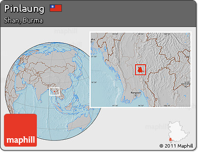Gray Location Map of Pinlaung, hill shading