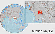 Gray Location Map of Pinlaung, hill shading